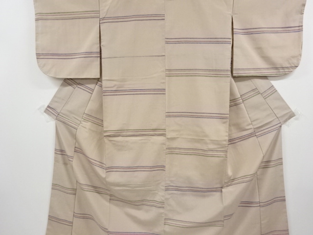 アンティーク　横段模様織り出し手織り紬着物